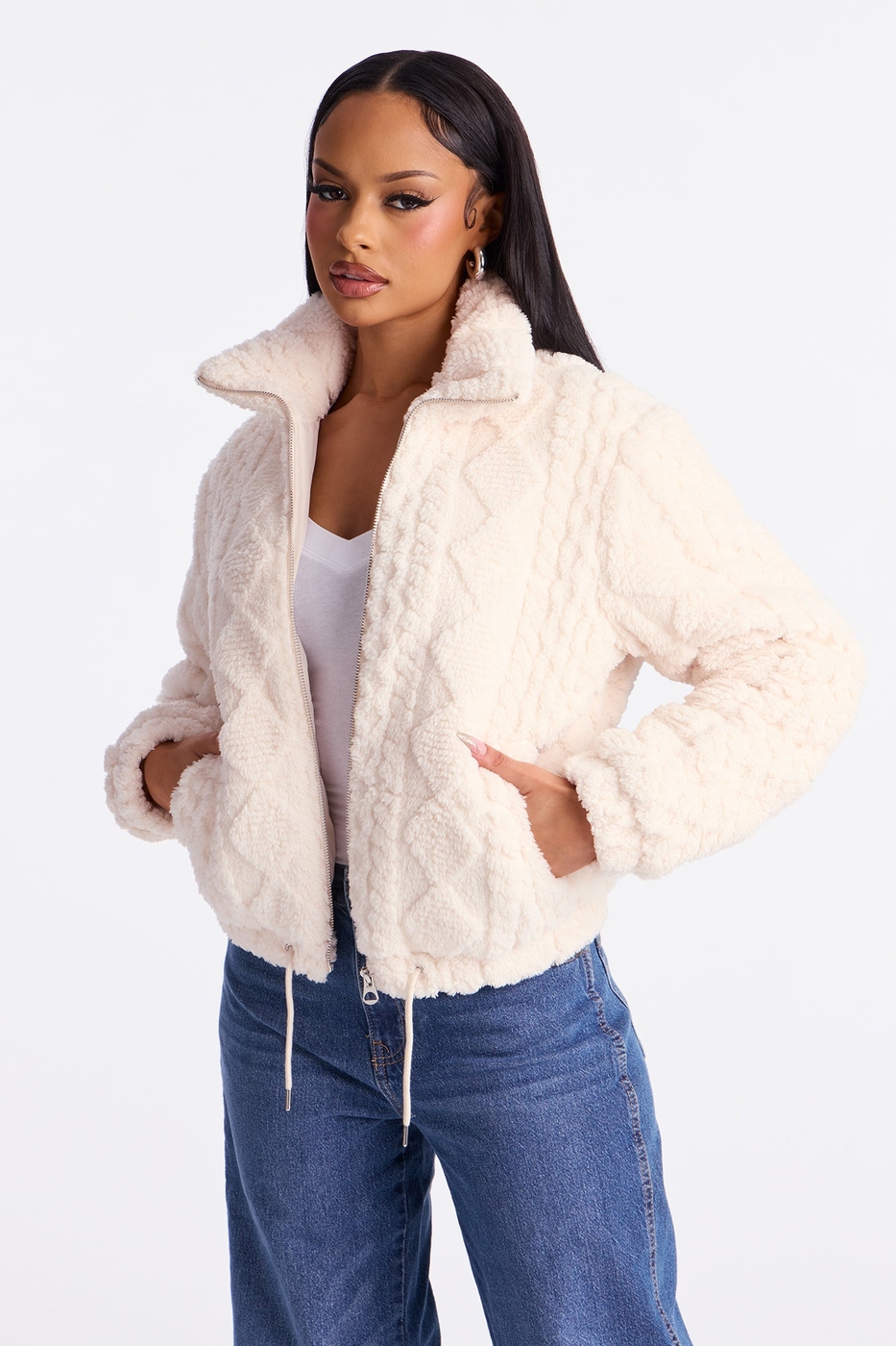 Frosted Dreams Faux Fur Puffer Jacket - Cream