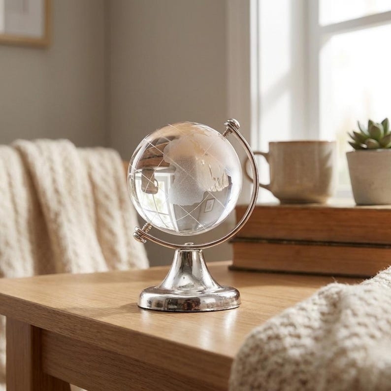 Clear Crystal Globe Photography Prop Modern Home Decor Glass Desk Accessory
