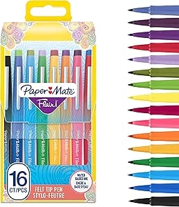 Paper Mate Flair Felt Tip Pens | Medium Tip (0.7 mm) | Assorted Colours | 16 Count Pouch
