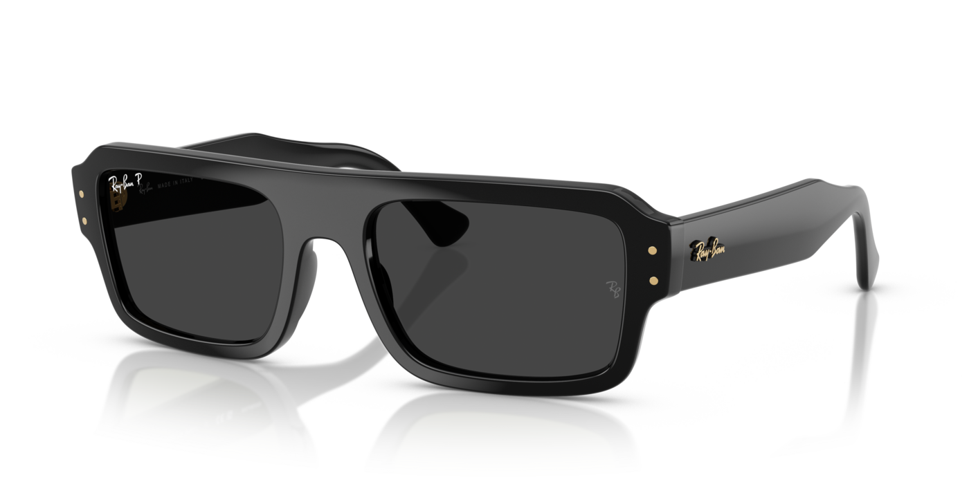 Ray-Ban Sunglasses Unisex Flacko Bio-based - Black Frame Black Lenses Polarized 56-20