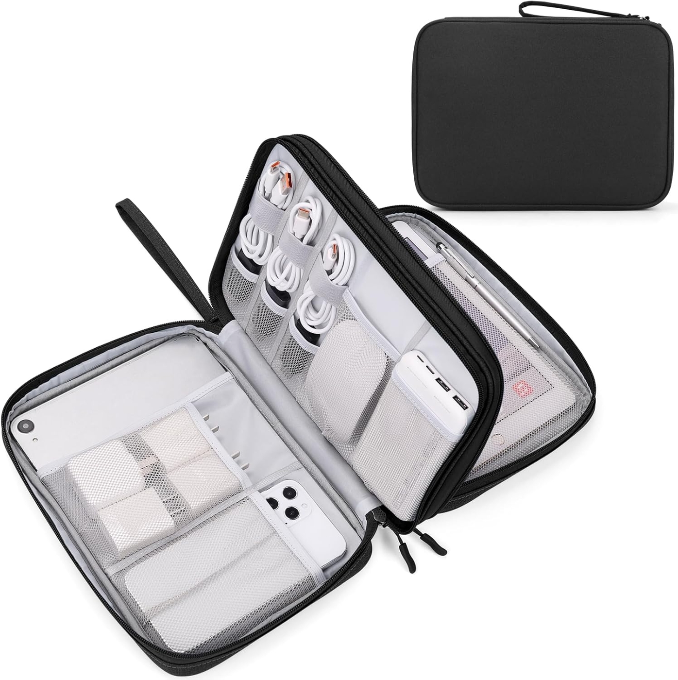 FYY Electronic Organizer, Travel Tech Pouch Bag, Extra Large, Black