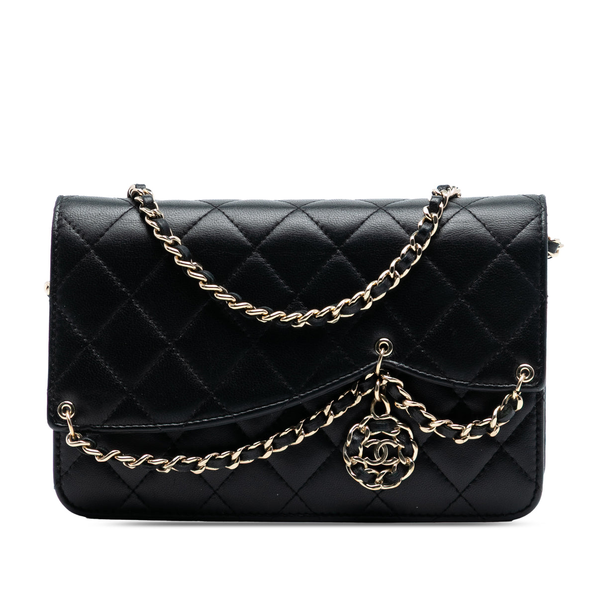 Quilted Lambskin CC Charm Wallet on Chain