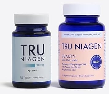 TRU NIAGEN 300mg + Beauty Bundle. A Comprehensive Bundle for Daily NAD+ Support with targeted Beauty Actives for Healthy Skin, Hair, and Nails at the Cellular Level.