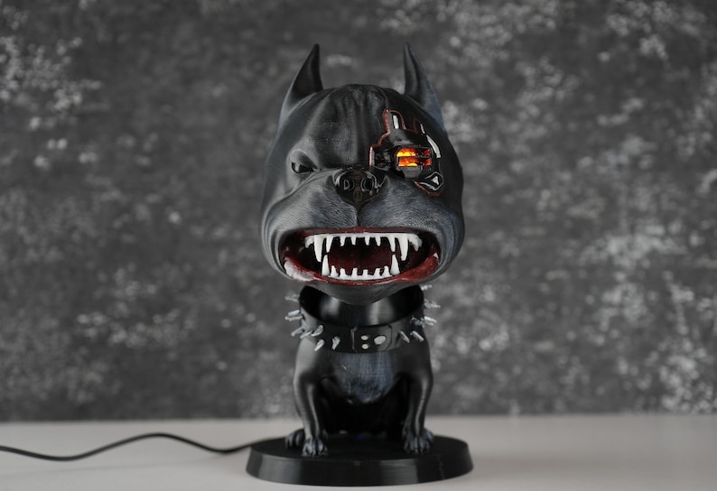 Cyberdog Bobble-Head Lamp CyberDog LED Sculpture Futuristic Sci-Fi Desk Decor Tech Style Collectible