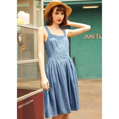 Meet Me on Main Street Chambray Dress Vintage Blue M