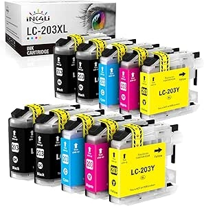 INK4U LC203 LC201 Compatible Ink Cartridge Replacement for Brother LC203XL LC201XL LC203 (4B 2C 2M 2Y, 10 Pack) High Yield | Work with MFC-J480DW MFC-J680DW MFC-J880DW MFC-J885DW MFC-J4420DW Printer