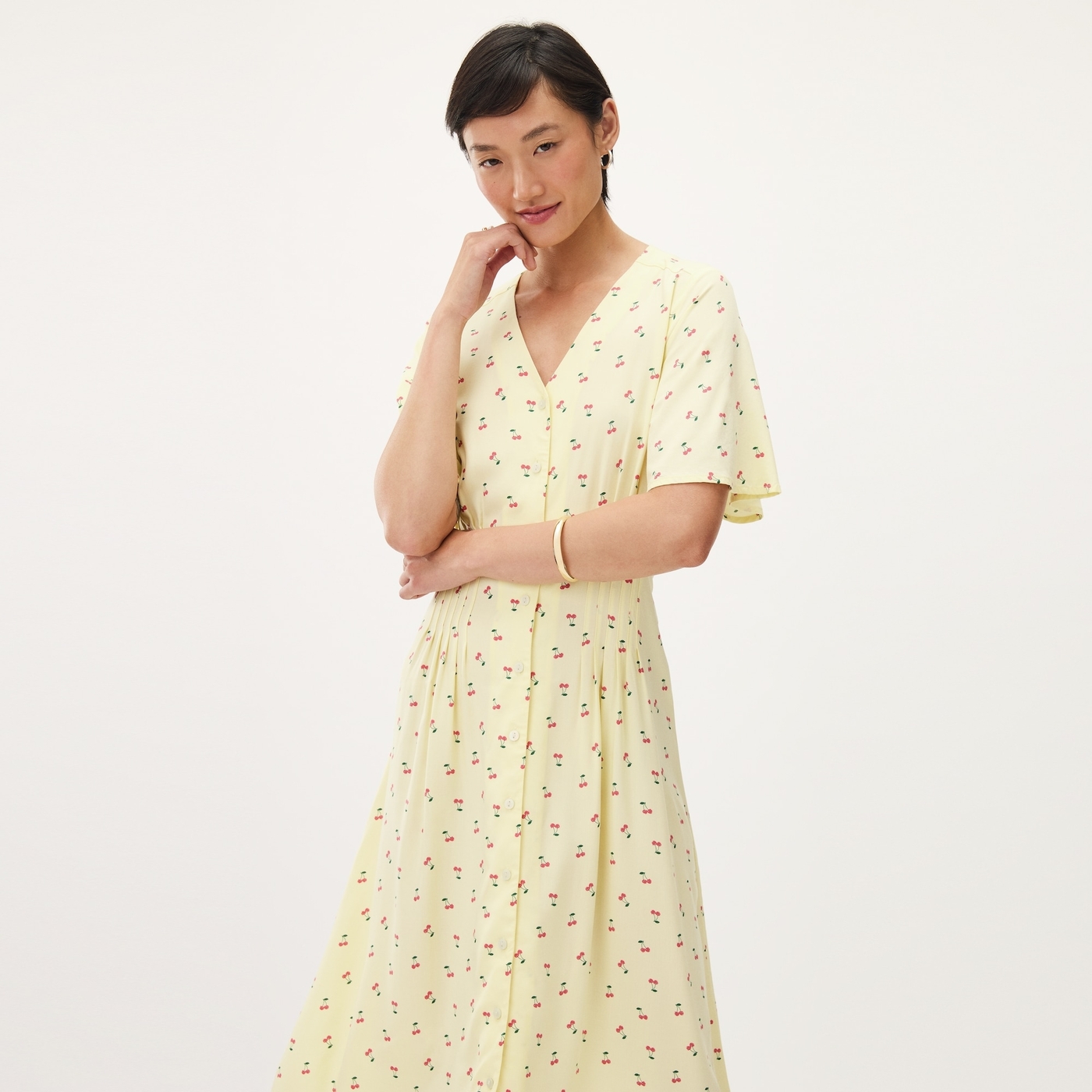 Pintuck Midi Dress