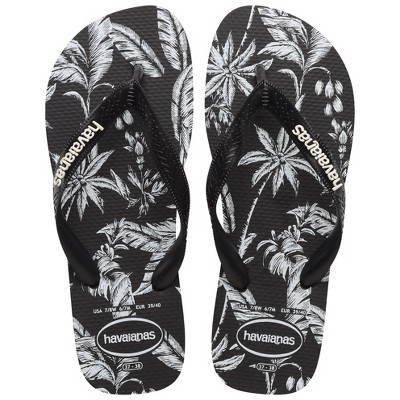 Havaianas Women's Logo Flip Sandals - Black/White Print 9-10