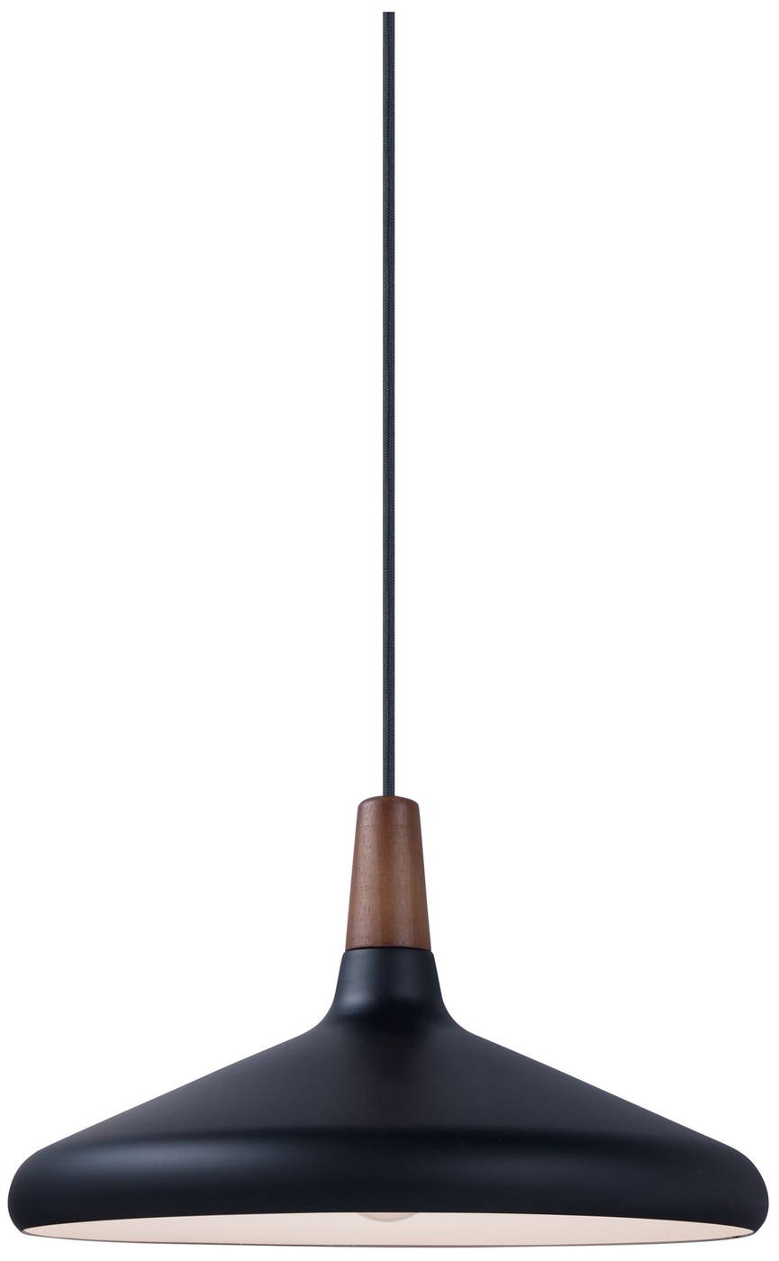 Maxim Nordic 15.25" Wide Walnut and Black Modern Pendant Light