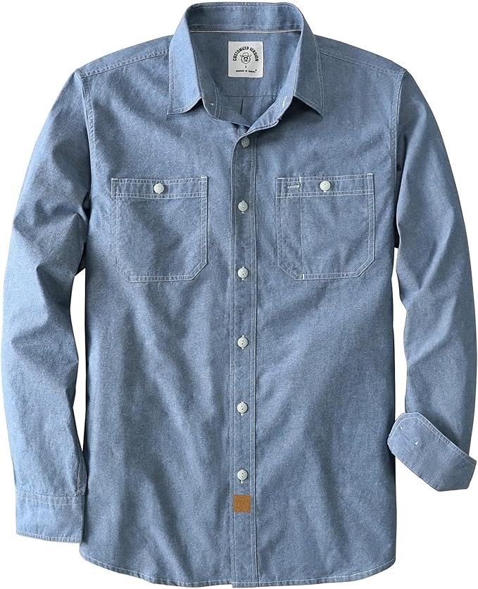 Dubinik® Camisas para Hombre Tela Juvenil Manga Larga Trabajo Casual Botones Vintage Algodon con Bolsillos
