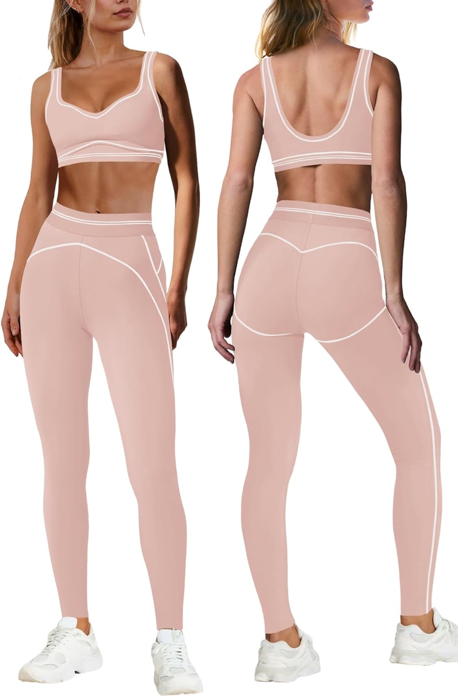Nirovien Womens 2 Piece Workout Sets Athletic Yoga Sets Pilates Gym Outfits Butt Lifting Leggings and Sports Bra