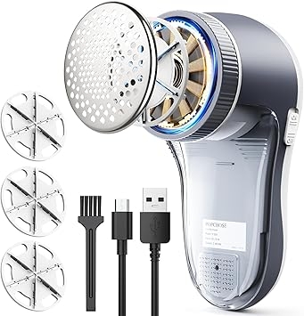 POPCHOSE Lint Remover and Fabric Shaver with 6 Blades Cordless and Rechargeable Up to 2 Hours Runtime for Clothes Sweaters Couches and Upholstery Perfect for Home Travel and Australian Households