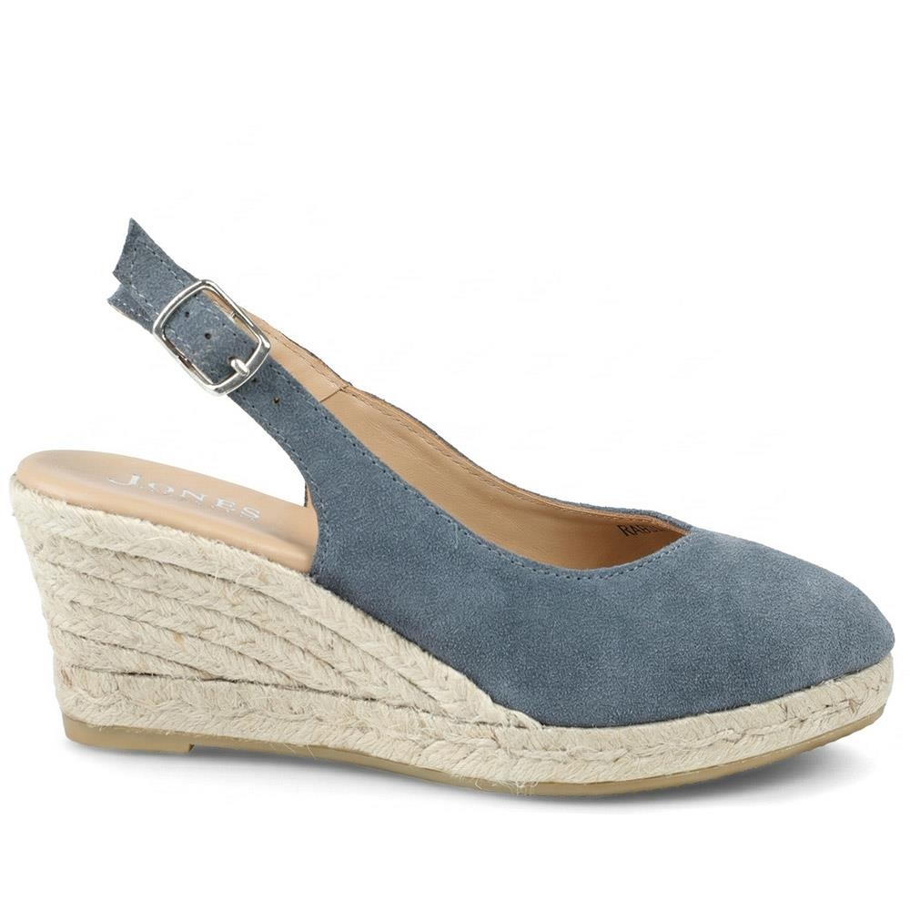 Raisa Leather Buckle Fasten Espadrilles - Navy Suede