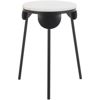 Everbrooke Round Accent Table - ACC4607A - White Marble/Black - Safavieh