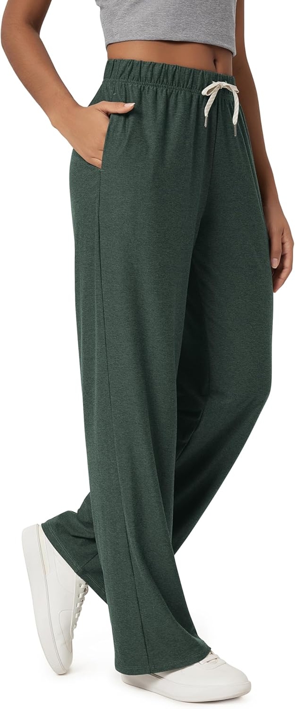 ODODOS Women's Straight Leg Pants Ultra Soft odSTRATUM Tech Relaxed Casual Pajama Lounge Pants with Pockets-27/29/31 Inseam