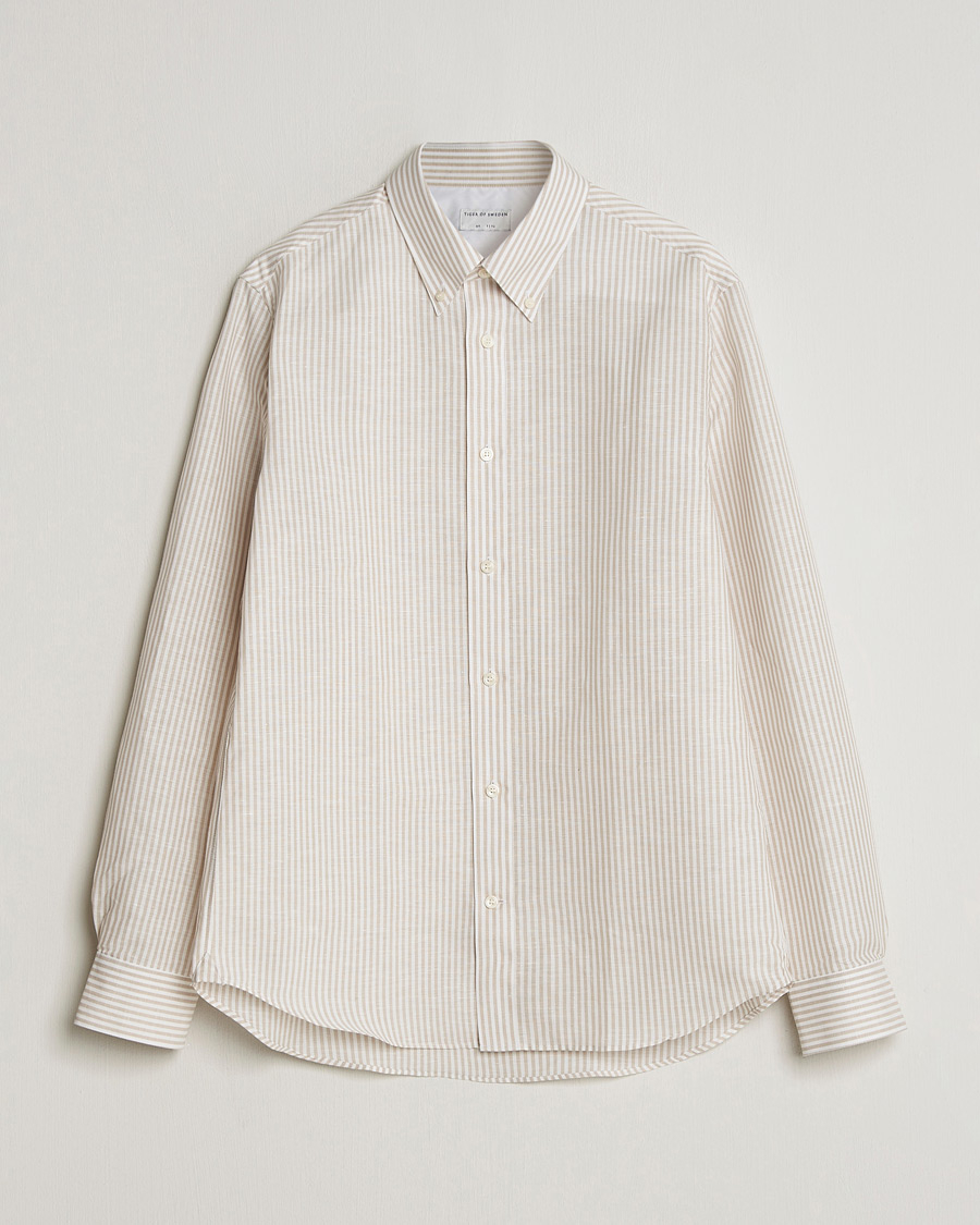 Tiger of Sweden Bjorn Cotton/Linen Striped Shirt Heaven