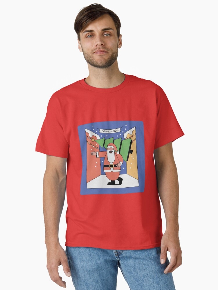 Papa Noël t-shirt, Bonne Année shirt, Christmas and New Year design, festive Santa Claus tee, holiday gift idea, family Christmas outfit, seasonal celebration apparel T-shirt classique