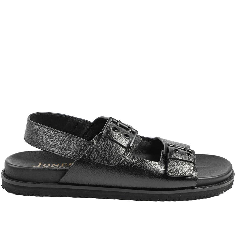 Whitaker Leather Buckle Sandals - Black Grain