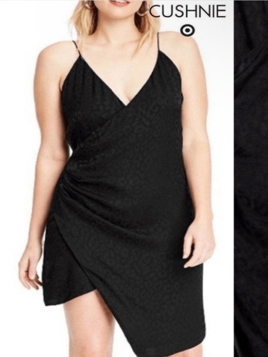 Cushnie x Target Black Leopard Wrap Slip Dress