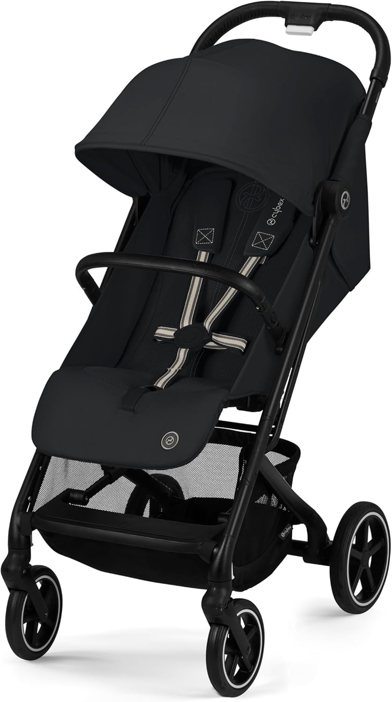 CYBEX Gold Passeggino Beezy con One-Pull Harness, Dalla nascita a circa 4 anni (max. 22 kg), Compatto ed ergonomico, Magic Black (Nero con telaio nero)