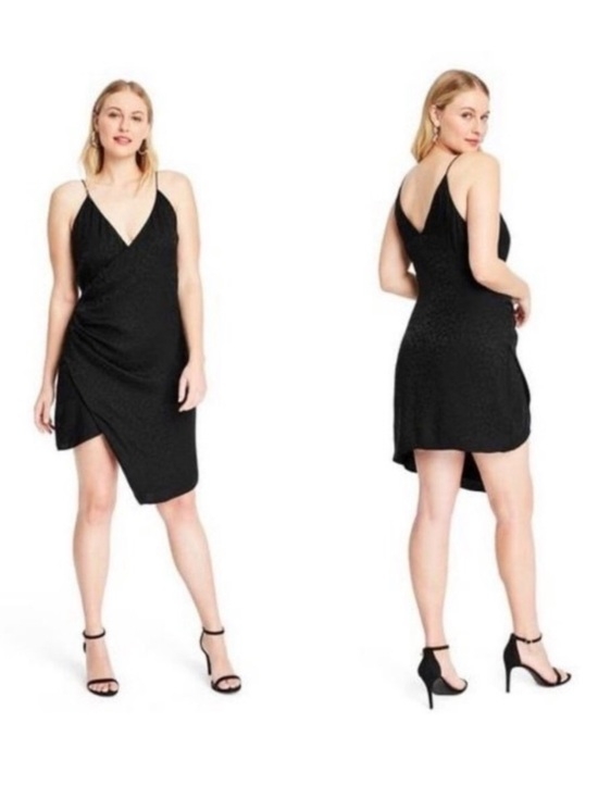 Cushnie x Target Black Leopard Wrap Slip Asymmetrical Dress NWOT - Size 12