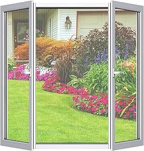 Fliegengitter Fenster 4er Set 180 x 150 cm | DIY zuschneidbar ohne Bohren, Klebemontage | Insektenschutz Fenster Fliegenvorhang Moskitonetz | mit Schneidewerkzeug | transparent, feinmaschig, Schwarz