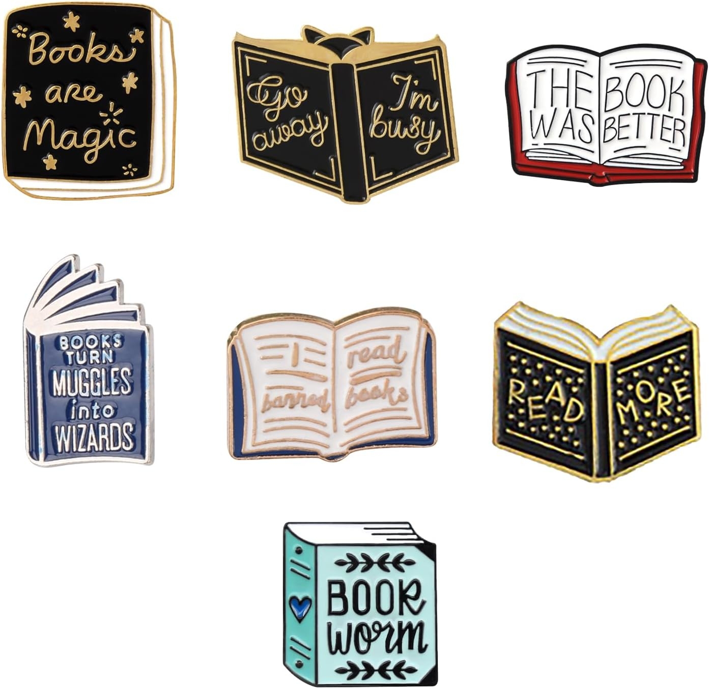 Book Pins Cartoon Book Enamel Pins Books Lovers Gifts Decorative Lapel Pins for Backpacks Clothing Bags Jackets Learning Gifts for Teacher Student