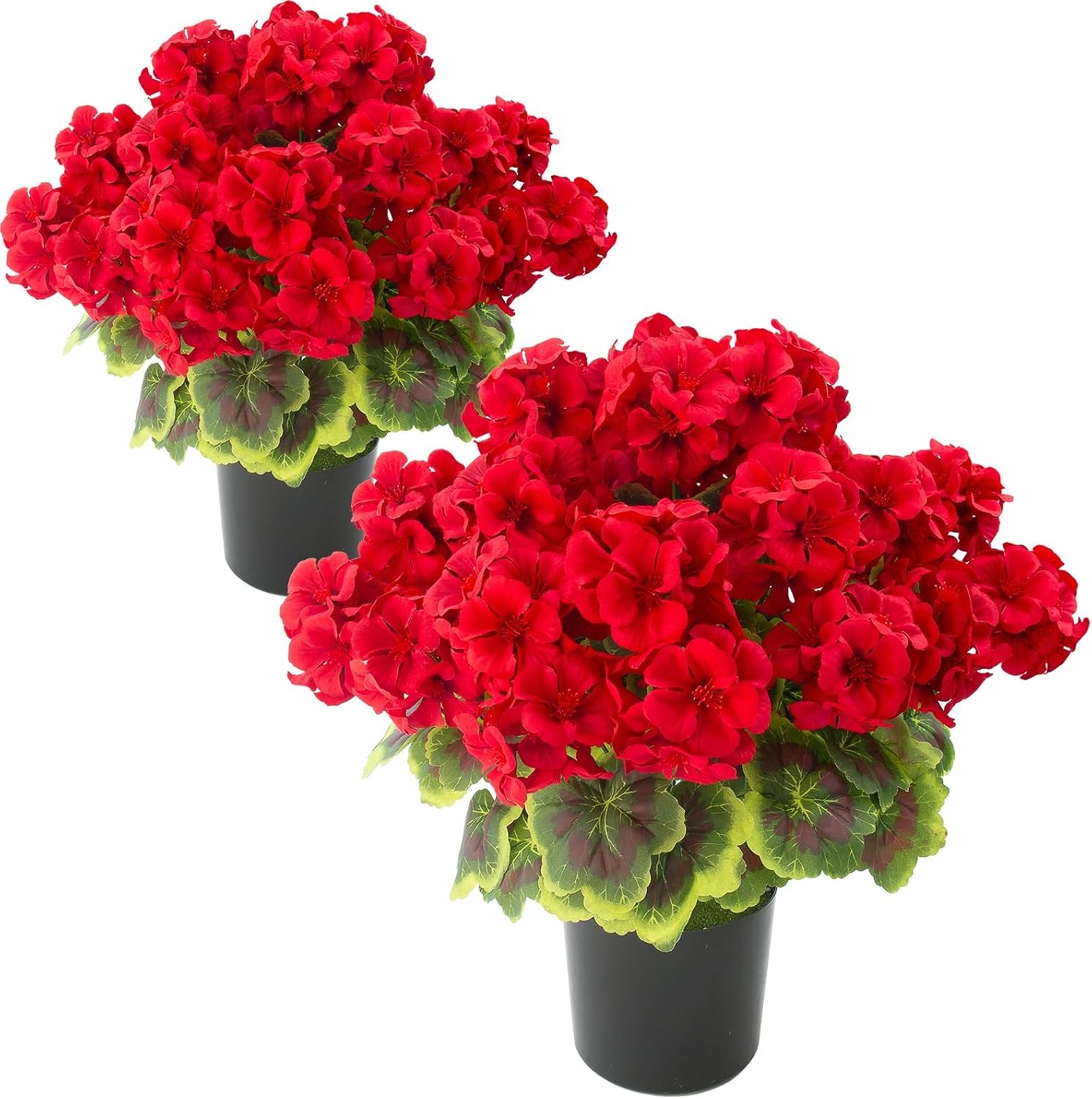 lovemoon 2 Pcs Geranium Potted Artificial Flowers, 19