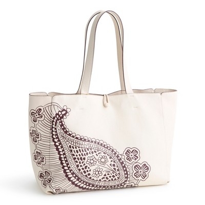Vera Bradley Women's Leather Hathaway Tote Bag Eclectic Paisley Cottage Cream