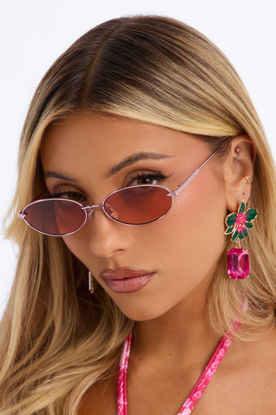 Rose Girly Sunglasses - Pink