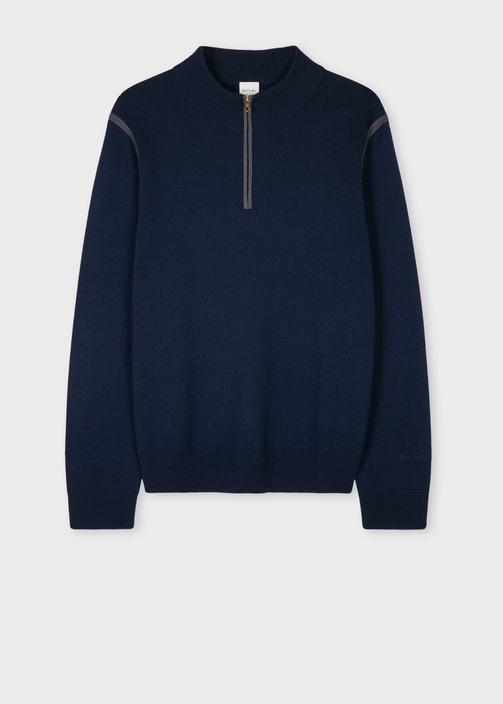 Navy Contrast-Seam Half-Zip Sweater