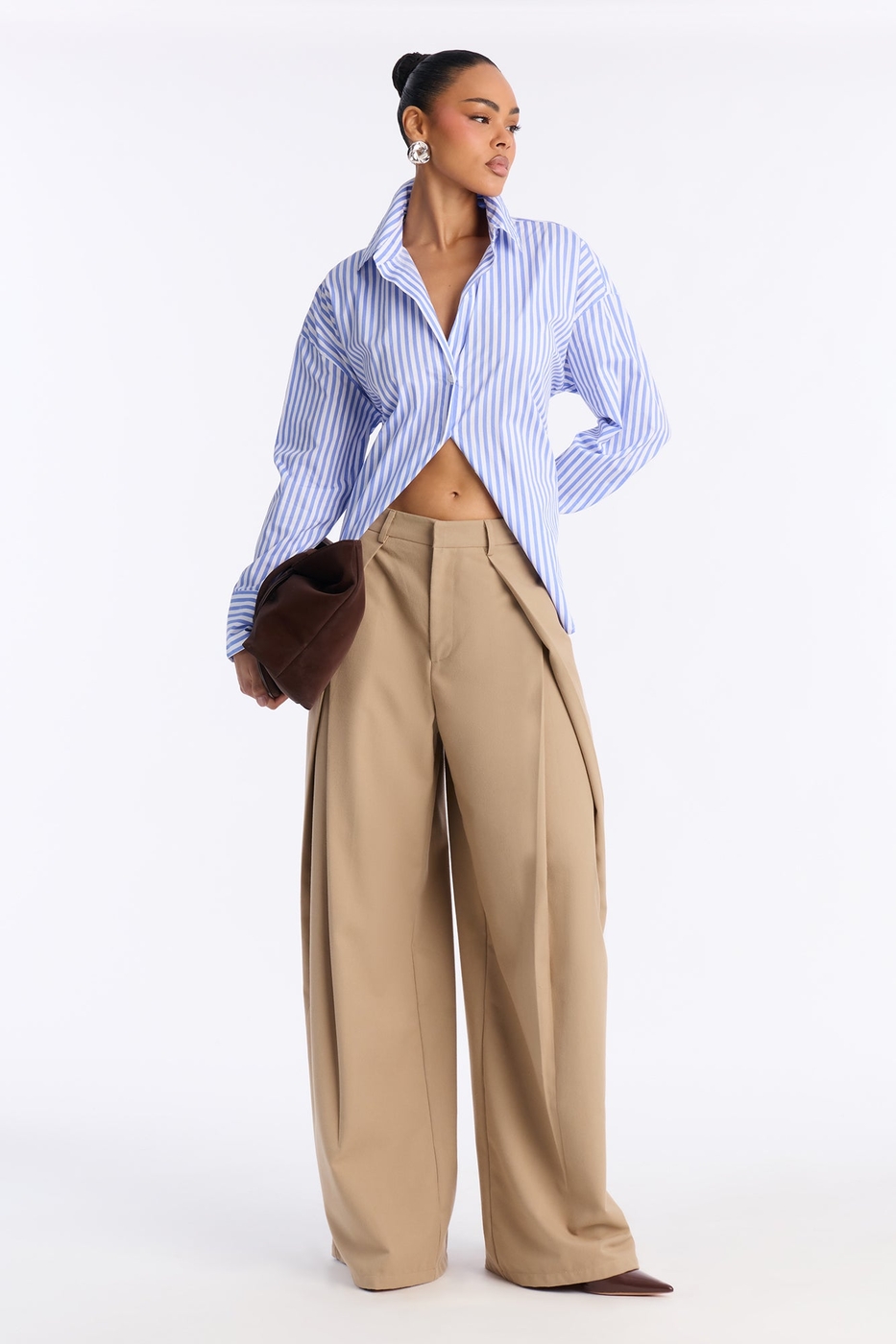 Executive Realness Pleated Wide Leg Trouser 33″ - Taupe