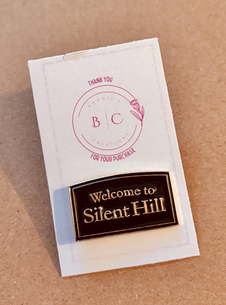 Silent Hill | Horror Film | Video Game | 2000s | Horror Fan | Black | Enamel Badge | Pin Badge