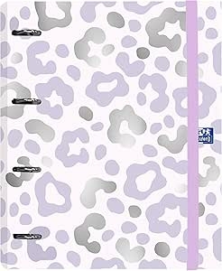 Oxford, Europeanbinder, Archivador de 4 anillas A4+, Tapa Extradura Dream Tech, Incluye Recambio Cuadrícula 5X5, Pizarra Write&Erase y Pegatinas, Diseño: animales