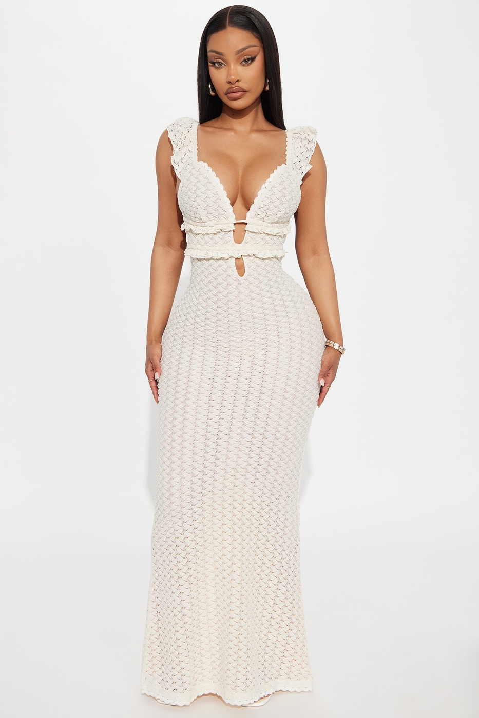 Paige Lace Backless Maxi Dress - Cream