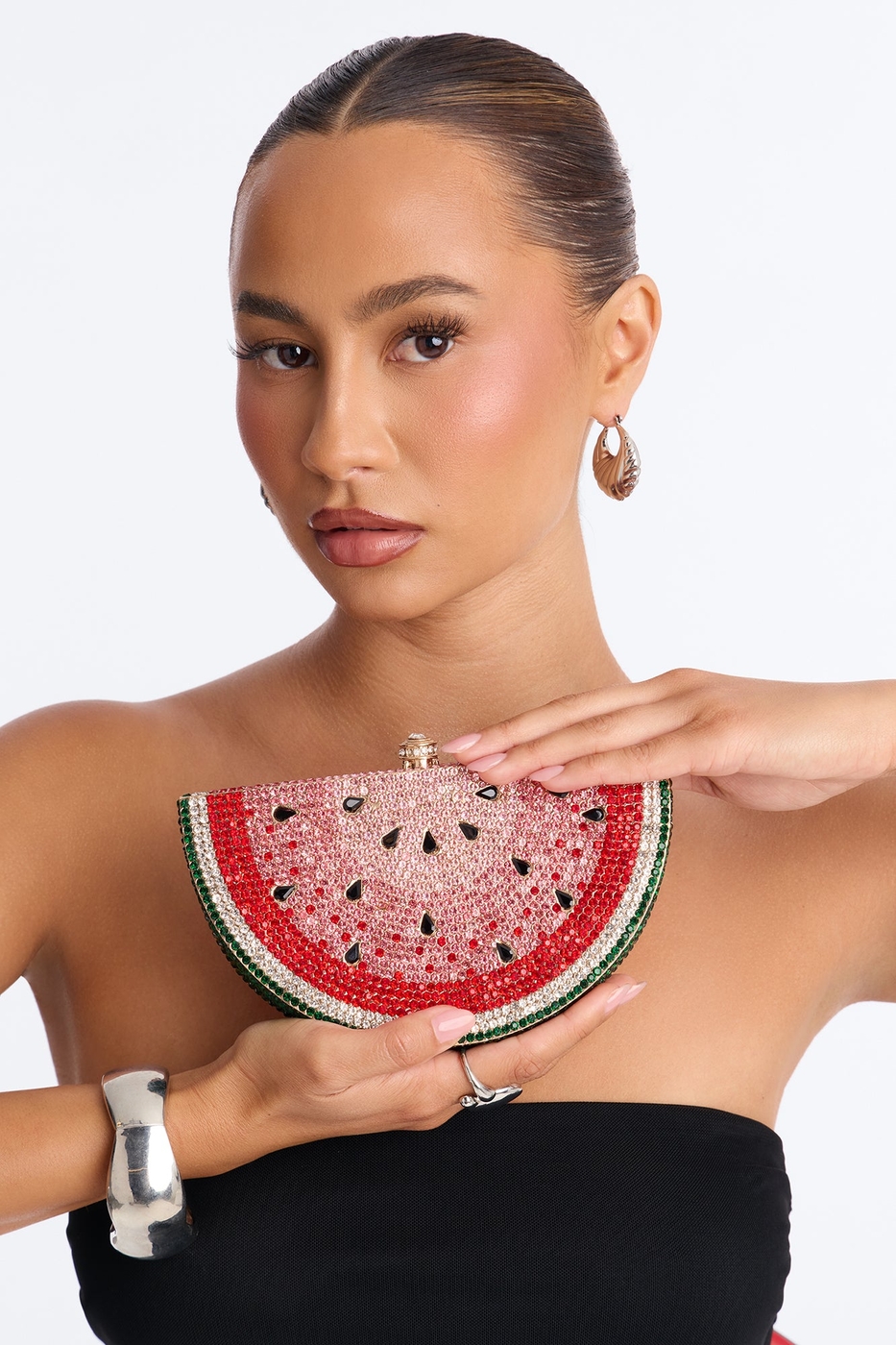 Watermelon Rhinestone Clutch - Red/combo