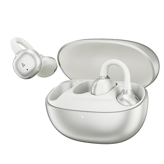 boAt Airdopes ProClip w/Air Conduction Tech, Feather-Light Earbuds, Clip-On Design, All Day Wear Comfort, Up to 52H Battery, 12mm Dynamic Drivers,App Support,BT v6.0, OWS Earbuds with mic(Satin White)