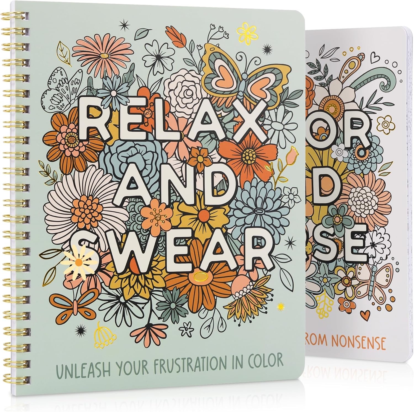 Beautiful Adult Coloring Books Set of 2 - Funny & Easy Floral Designs