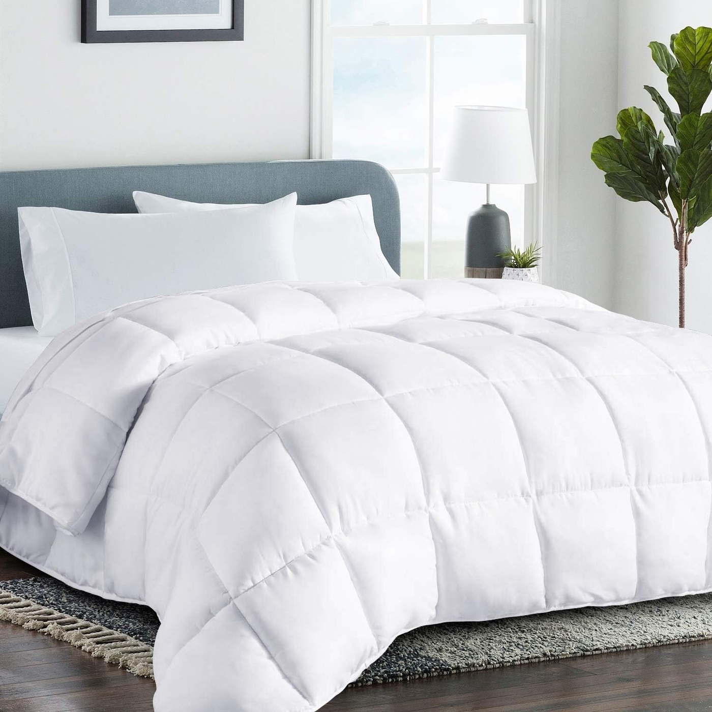 COHOME Queen Size Cooling Comforter - All-Season Quilted Duvet Insert | Down Alternative Comforter,Luxury Hotel Ultra-Soft Bedding, Anti-Clump Tech & 8 Tabs, Machine Washable,White 88
