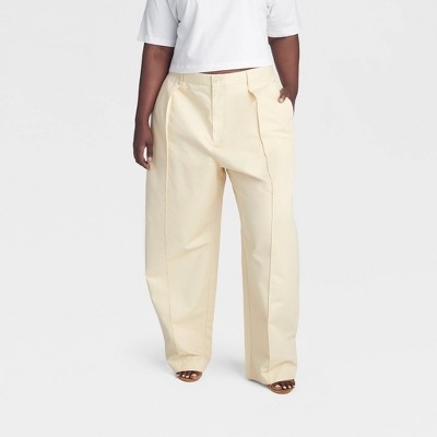 KBB by KAHLANA Women's 'The Barrel Wide Leg Trousers' - Cream XXL