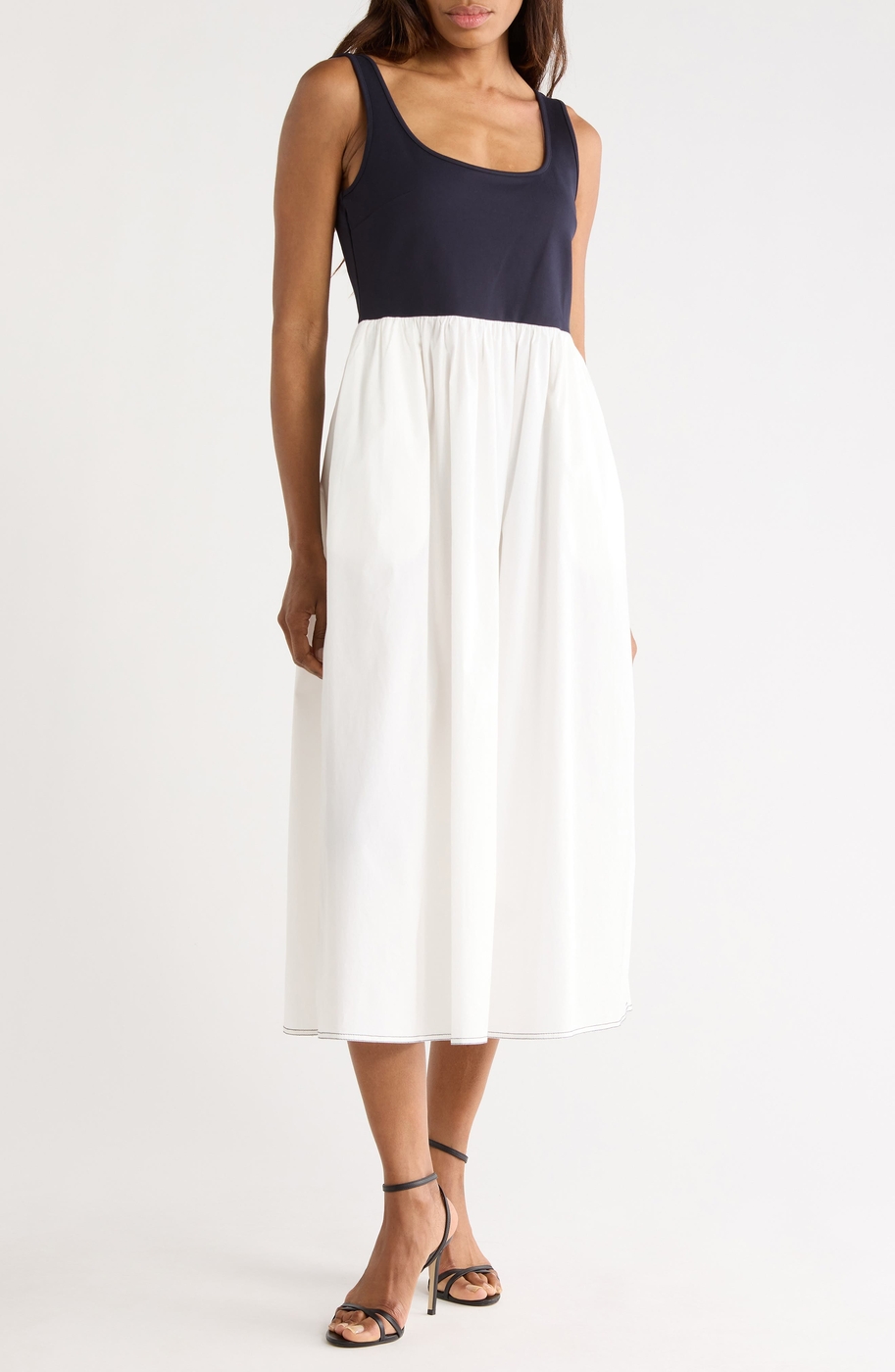 Selena Sleeveless Mixed Media Midi Dress