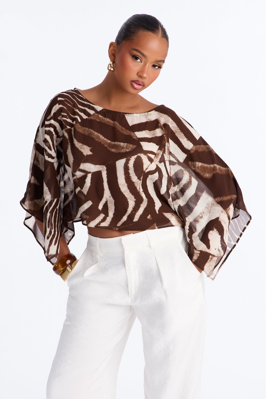Maria Chiffon Short Sleeve Top | Fashion Nova