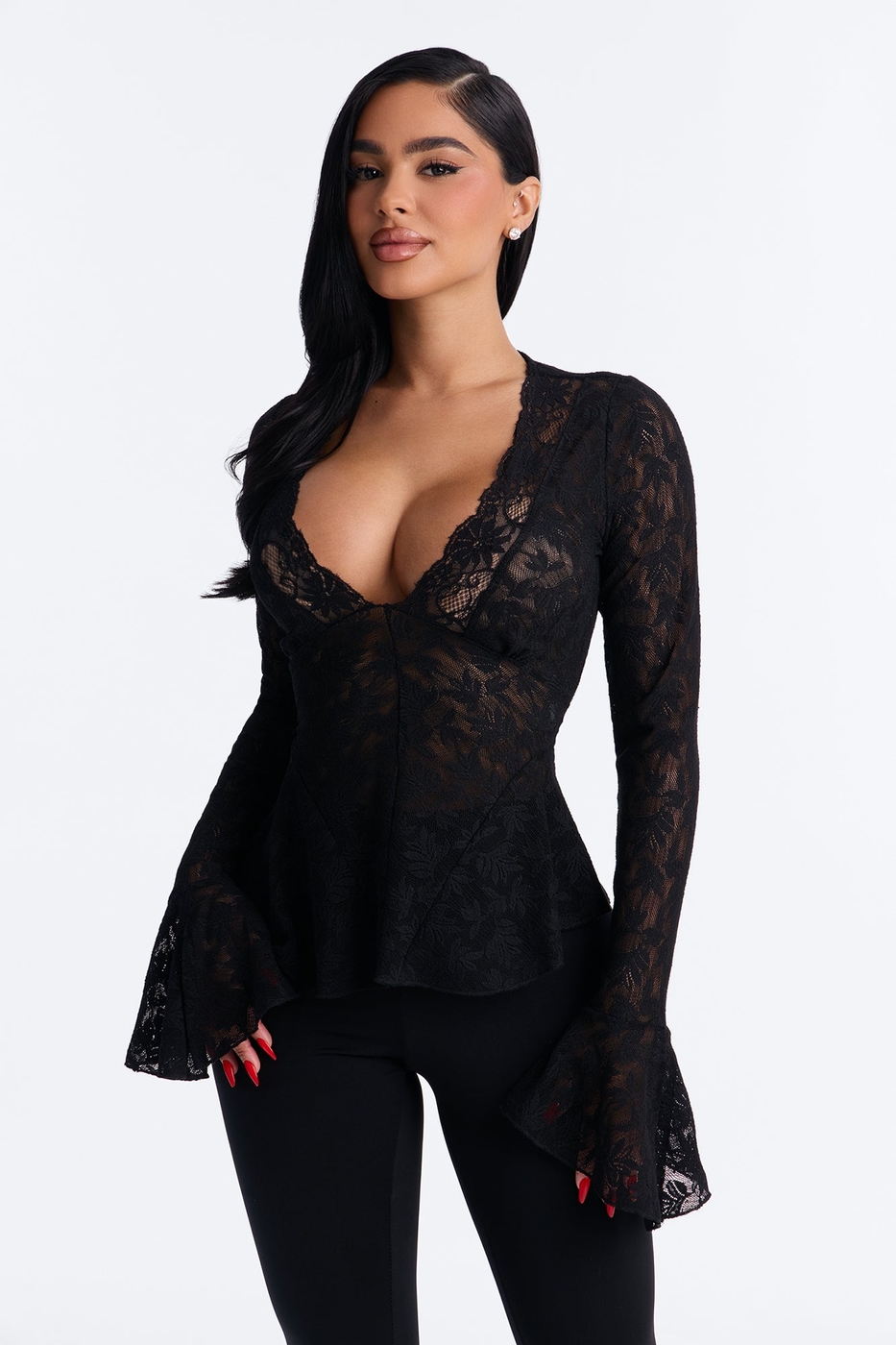 Marina Lace Long Bell Sleeve Top | Fashion Nova