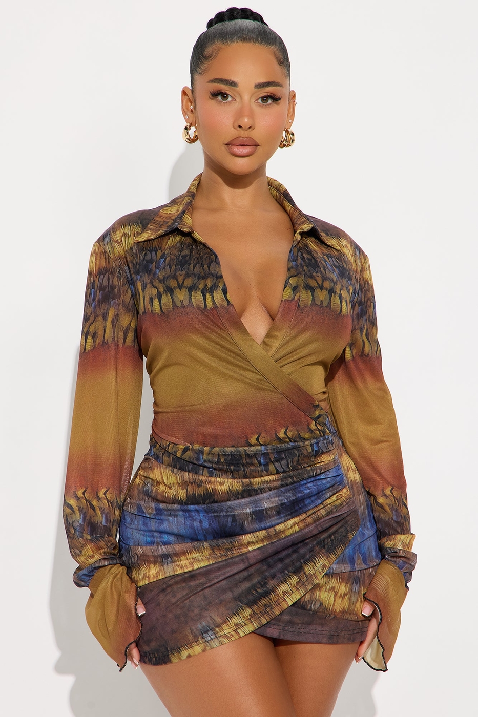 Rowan Collar Print Mesh Mini Dress | Fashion Nova