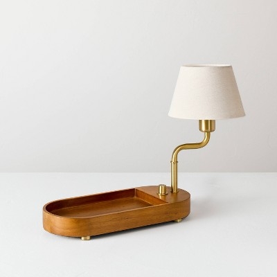 Swivel Accent Table Lamp with Mid Tone Wood Tray - Hearth & Hand™ with Magnolia