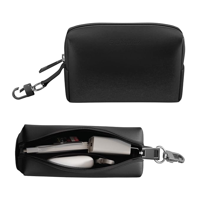 eo Tech Organizer Pouch for Travel | Cable Organiser Bag for Charger, Laptop Accessories, Gadget, Electronics, Power Bank, Toiletry & Personal Care Storage Case (Black, Mini Tech Pouch)