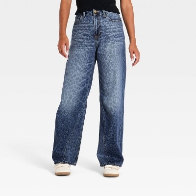 Women's Low Slung Loose Leopard Jeans - Universal Thread™ Indigo 8