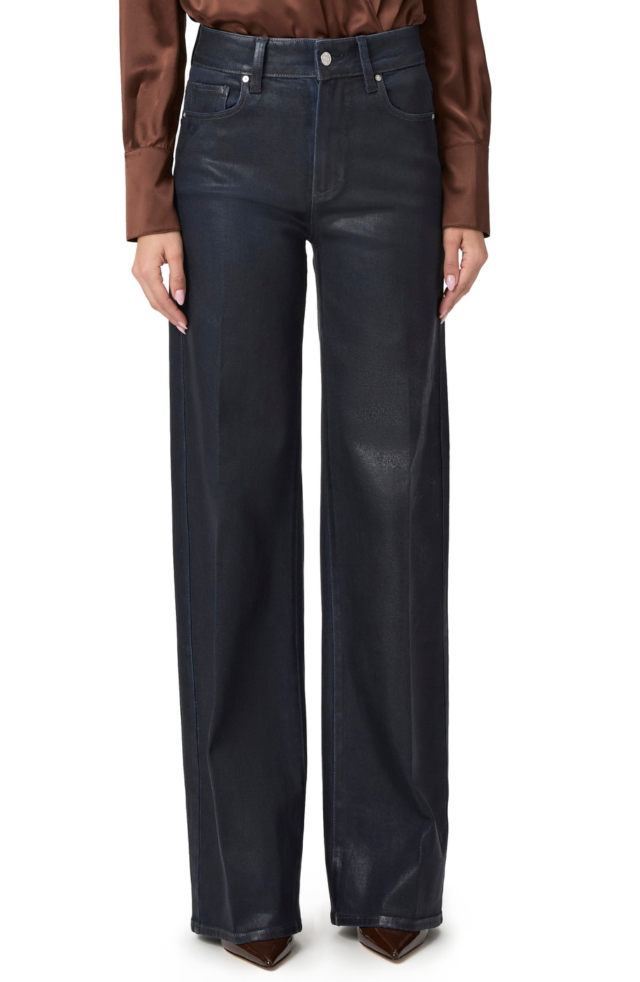 Sasha Coated High Waist Wide Leg Jeans
