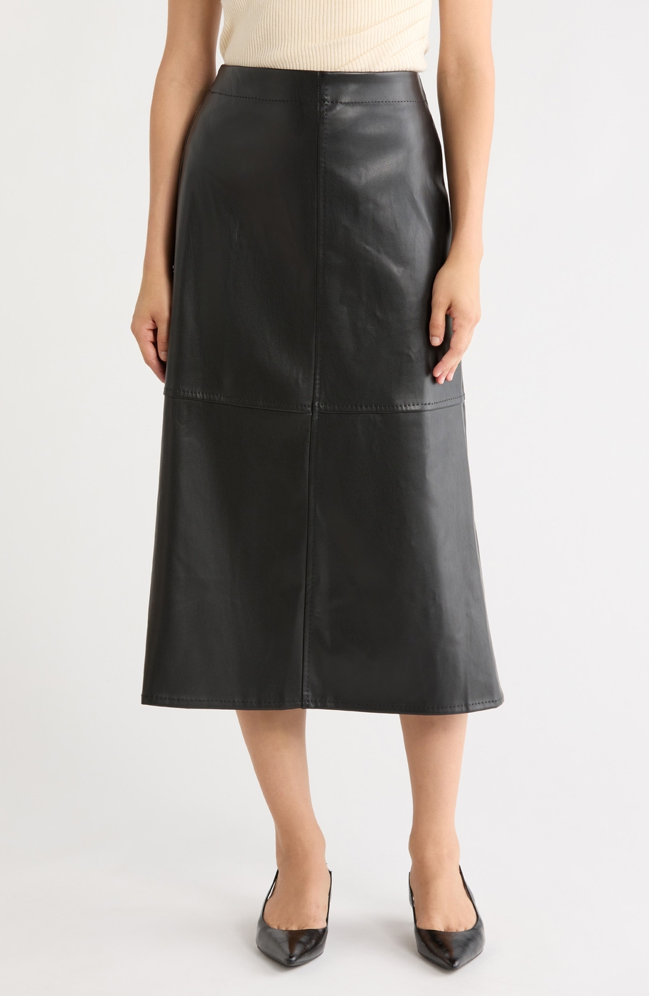 Faux Leather A-Line Skirt