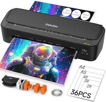 Laminator Machine, 11 in 1 Laminating Machine with 36 Laminating Sheets, A4/Letter Size Desktop Thermal Laminator 2 Temperature Modes 3 Cutters Built-in Paper Trimmer for Office School Home